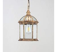 Vintage Outdoor Ceiling Pendant Lights, IP65 Waterproof Hanging Lantern Light, Retro Pendant Lamp Shade, Glass Aluminum Outside Lights for Patio Garden Porch Balcony, Gold, E27, LED - Warm Light HGCHH