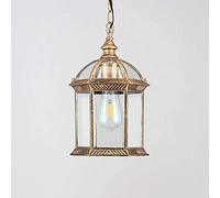 Vintage Outdoor Ceiling Pendant Lights, Waterproof Hanging Lantern Light, Retro Pendant Lamp Shade, Glass Aluminum Outside Lights for Porch Balcony Patio Garden, Gold, E27 Change for the better