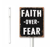 Vintage Outdoor Christmas Decorations Faith Over Fear Metal Yard Sign With Stake 20x30 CM Christian Xmas Decoration Winter Holiday Outside Decor Rustproof Aluminum Plaque