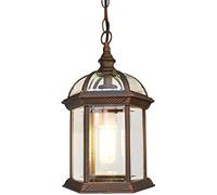 Vintage Outdoor Pendant Light in Sand Black - 1-Light 13.7 in Exterior Hanging Lantern Fixture for Porch, Patio, Entryway