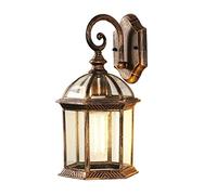 Vintage Outdoor Wall Lamp, Retro Style Wall Lamp, Waterproof Design, Wrought Iron Lampshade, Thick Transparent Glass Suitable for Courtyard Villa Cafe Decoration, General Durable (Color : Blac (Bronz