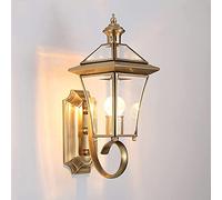 Vintage Outdoor Wall Light Sconce Waterproof Outdoor Lighting Fixtures Outdoor Brass Light Glass Rustic Led Wall Lantern E27 Antique Villa Patio Park Garden Lights (Color : Transparent)