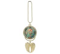 Vintage Outer Banks Map with Mermaids Car Hanging Pendant - Angel Wings Car Rear View Mirror Charm - Metal Hanging Accessory for Women & Men, Sun Catcher Pendent, Decoration Cars Pendant Jewelry Gift