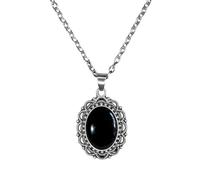 Vintage Oval Red Gemstone Pendant Antique Necklace for Women Goth Y2k Choker Punk Victorian Gothic Statement Crystal Cameo Oxidized Pewter Frame Charm Retro Clavicle Chain Halloween Party Jewelry 20