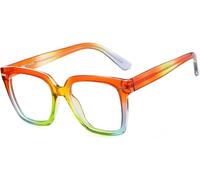 Vintage Oversized Clear Eyeglasses, Rainbow Square Light Glasses Frame for Women, Colourful Design, Perfect for Everyday Wear, Stylish and Chic