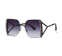 Vintage Oversized Hollow Triangle Leg Sunglasses For Women Stripe Print Sun Glasses Female Shades (Black Gray,One Size)