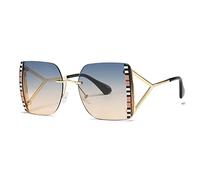 Vintage Oversized Hollow Triangle Leg Sunglasses For Women Stripe Print Sun Glasses Female Shades (Green Yellow,One Size)