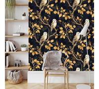 Vintage Owl Peel and Stick Wallpaper 0.3×5 m Bird on a Branch Removable Self Adhesive Contact Paper Thicken Waterproof Matte Wall Paper for Living Room Bedroom Wall Furniture Decorate