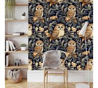 Vintage Owl Peel and Stick Wallpaper 0.4×3 m Bird on a Branch Removable Self Adhesive Contact Paper Thicken Waterproof Matte Wall Paper for Living Room Bedroom Wall Furniture Decorate