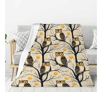 Vintage Owl Tree Pattern Print Throw Blanket for Couch Sofa Bed, Super Soft Lightweight Cozy Fuzzy Warm Flannel Plush Throw Blanket 40"x30" - All Season Use