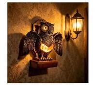Vintage Owl Wall Lamp Antique Bronze Gold Finish Unique Decorative LED Owl Night Light Wall Sconce, Retro Inspired Magic Book Owls Lamp Home Decor for Book Lovers