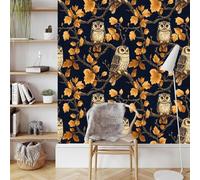 Vintage Owl Wallpaper Self-Adhesive 0.45×10 m Bird on a Branch Matte Contact Paper Removable Thicken Waterproof Peel and Stick Wall Paper for Home Wall Decoration Furniture Renovation