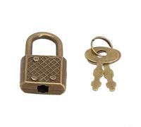 Vintage Padlock With Key For Luggage Notebook Belt, Antique Bronze Aluminum Security Lock, Retro Style Small Locker Lock For Travel Bag Diary, Gold Finish 30x17mm(Gold)