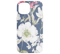 Vintage Painterly White Flower Pattern Case for iPhone 15