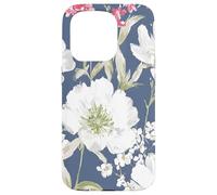 Vintage Painterly White Flower Pattern Case for iPhone 15 Pro