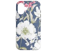 Vintage Painterly White Flower Pattern Case for iPhone 16