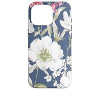 Vintage Painterly White Flower Pattern Case for iPhone 16 Pro