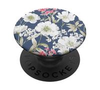 Vintage Painterly White Flower Pattern PopSockets Adhesive PopGrip