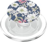 Vintage Painterly White Flower Pattern PopSockets PopGrip for MagSafe