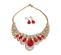 Vintage Palace-Style Collarbone Necklace - Heavy Embroidery with Diamond Drops, Alloy, Resin & Faux Pearls - Exquisite Retro Jewelry for Elegant Occasions