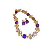 Vintage Palace Style Heavy-Embroidery Diamond Drop Collarbone Necklace - Exquisite Retro Jewelry with Alloy, Resin, Faux Pearls & Gemstones (C)