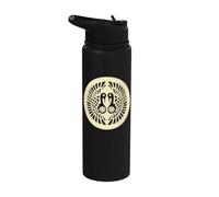 Vintage Pale Yellow Ikko Ikki Japan Mon Oriental Stainless Steel Insulated Water Bottle