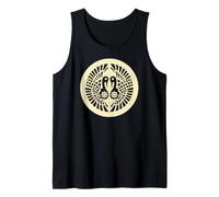 Vintage Pale Yellow Ikko Ikki Japan Mon Oriental Tank Top