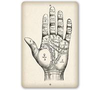 Vintage Palm Reading - Metal Sign - Great Fortune Teller Wall Art, Palm Readers Home and Room Decor, Classic Gifts for Psychic, Palmistry and Astrology, 8x12 Indoor/Outdoor Durable Metal Sign
