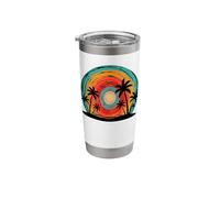 Vintage Palm Tree Beach Sunset Tropical Summer Stainless Steel Insulated Tumbler