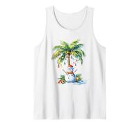 Vintage Palm Tree Snowman Tropical Christmas Deck The Palms Tank Top
