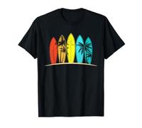 Vintage Palm Tree Tropical Hawaiian Beach Surfboard Surfing T-Shirt