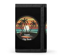 Vintage Panama City Beach Trifold Wallets Slim Coin Purse Credit Card Holder Wallet Money Clip for Women Men