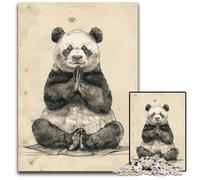 Vintage Panda Doing Yoga Puzzles 1000Pieces for Adults Jigsaw Puzzles for Adults Brain Teaser Game Interactive Family Game Suitable for Ages 14 1000 PCS(38x26cm)