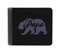 Vintage Papa Bear Father's Day Men's Bifold Wallet Slim Cash Card Holder Leather Purse