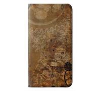 Vintage Paper Clock Steampunk PU Leather Flip Case Cover For Samsung Galaxy A41