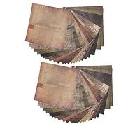 Vintage Paper Squares for Scrapbook, Album, Journal, Cards, Letters, Old Looking Background Papers, 15x15cm, 48 Sheets