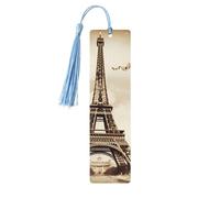Vintage Paris Eiffel Tower Butterfly Bookmark, Wooden Bookmarks for Book Lovers Handmade Wood Book Mark with Tassel Reading Page Markers Ornament Wooden Gift Tags Labels for Craft Decorations