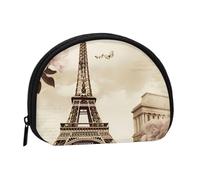 Vintage Paris Eiffel Tower Butterfly Coin Purse Personalized Coin Bag for Women Men Change Purse Small Wallets with Zipper Mini Shell Coin Pouch Outdoor Shopping Change Storage Bag Handbags Gifts