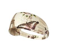 Vintage Paris Eiffel Tower Butterfly Elastic Exercise Headband - Soft Sweat-Wicking Throw for Women
