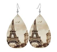 Vintage Paris Eiffel Tower Butterfly Leather Earrings Dangle Drop Earring Lightweight Teardrop Earrings Vintage Bohemian Earring for Women Christmas Birthday Gift Fashion Jewelry