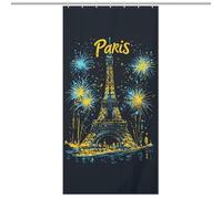 Vintage Paris Eiffel Tower Fireworks Funny Shower Curtain with Grommets And Hooks for Bathroom Hotel