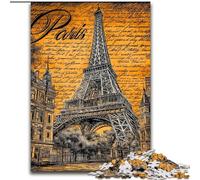 Vintage Paris Eiffel Tower Jigsaw Puzzles for Adults Teenagers Jigsaws Puzzle, Challenging Game And Family Play Artists Collection, Fine Art for Age 14 Years Up (26x38cm)