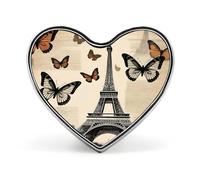 Vintage Paris Eiffel Tower Lapel Pin Elegant Heart Shape Brooch Badge Funny Personalized Pinback Button Badge Fashion Cute Heart Brooch Pins for Bag Jacket Clothes Accessories