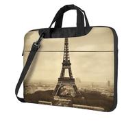 Vintage Paris Eiffel Tower Laptop Bag for Women Computer Bag Shoulder Laptop Sleeve Business Work Briefcase, Black, 15.6 inch