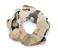 Vintage Paris Eiffel Tower Scrunchies for Women No Damage Hair Ties Big Elastic Ponytail Holder Gentle On Hair Scrunchies Stylish Hair Accessories Soft Hair Bands Cute No-Crease Pony Tail