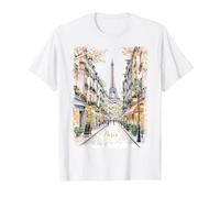Vintage Paris Eiffel Tower Street Art Print Design Souvenir Value Graphic T-Shirt, Men, White, S