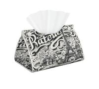 Vintage Paris Eiffel Tower Tissue Box Cover Pu Leather Tissue Holder Long Decorative Organizer For Office Car Home Bathroom Napkins and Facial Dispenser