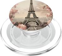 Vintage Paris Eiffel Tower Witn Pink Roses and Ephemera PopSockets PopGrip for MagSafe