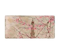 Vintage Paris Flower Mouse Mat Eiffel Tower Gaming Mouse Pad with Stitched Edges Non-Slip Large Desk Mat for PC Laptop Office Home Gamer 900x400x3mm Keyboard Mousepad