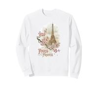 Vintage Paris France Eiffel Tower Cherry Blossoms Sweatshirt